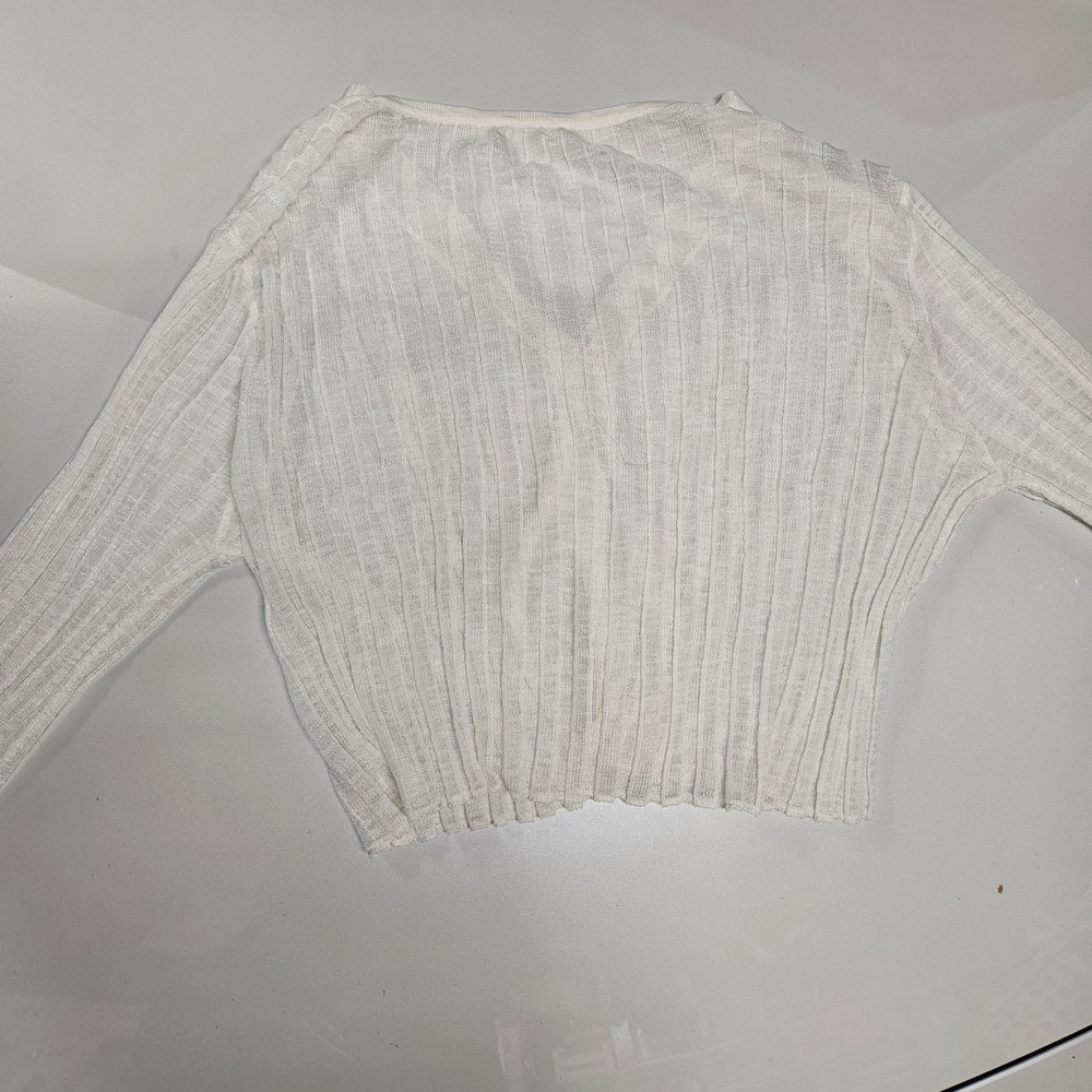 White Ribbed Cardigan - Picture 2 of 4